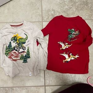 Bundle: Cream and Red Long Sleeve Tees